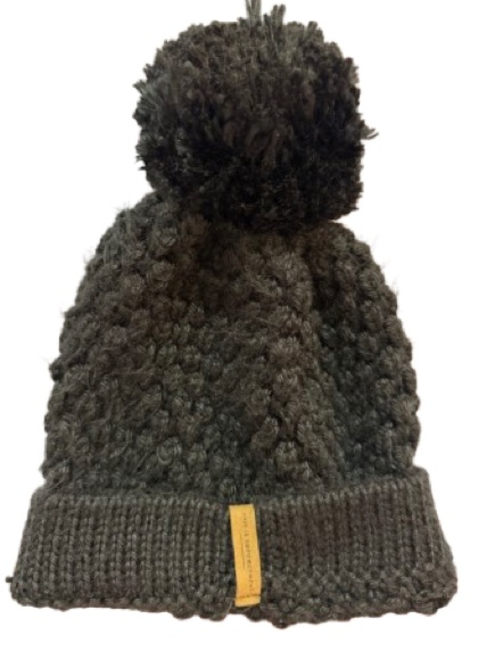 Kids Knit Pom-Pom Beanie Hat in Charcoal Gray